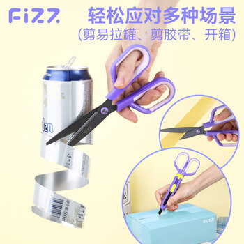 飞兹（fizz）特氟龙多功能剪刀组合装美工刀+剪刀二合一办公家用裁剪两用不锈钢黑色 FZ21223紫色