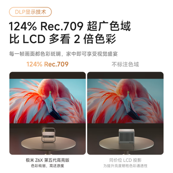 极米（XGIMI）Z6X 第五代 高亮版升级 700CVIA 投影仪家用 轻薄投影机1080P智能家庭影院 一体式云台 