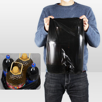 宜之选平口垃圾袋黑色55*65cm100只双面2丝大号家用厨房油漆水桶袋