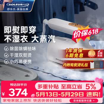 SOLEUSAIR舒乐氏手持挂烫机15g/min顺喷蒸汽量100毫升水箱家用蒸汽机电熨斗便携手持烫衣机 GT2