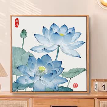 荷花数字油画价格报价行情- 京东