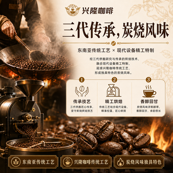 兴隆咖啡太阳河海南特产罗布斯塔咖啡豆手冲焦香浓郁南忘炭烧风味果香浓醇