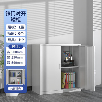 炎恩矮柜钢制铁皮柜储物柜文件柜财务资料柜档案柜器材柜对开门单节柜