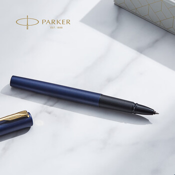 派克（PARKER）签字笔 商务办公专用送礼经典书写礼盒套装 威雅XL逐浪蓝金夹宝珠笔+流光礼盒