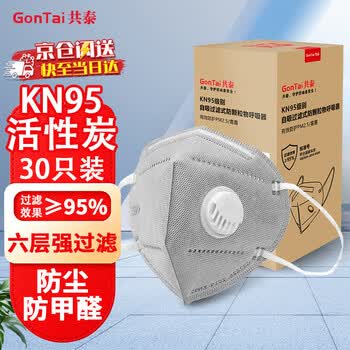 共泰 活性炭口罩 30只带呼吸阀防尘防飞沫防工业专用粉尘雾霾甲醛KN95 独立包装