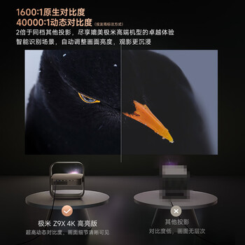 极米（XGIMI）Z9X 4K 高亮版 全新轻薄4K光学变焦三色激光投影1500CVIA 真实高亮家用智能云台投影仪 