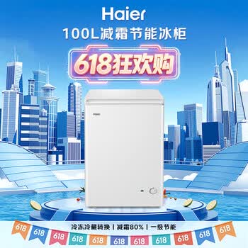 海尔（Haier）100L单温冰柜小型家用小冰柜冷藏冷冻两用转换深冷冷柜小冰箱减霜一级能效BC/BD-100GHDT