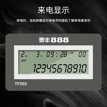 泰丰888电话机座机 固定电话 办公家用 家庭有线电话 免电池双接口 免提通话 来电显示 TF202白色