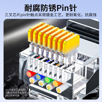 晶华 六类网线  千兆高速宽带线 CAT6类网络工程家用电脑路由器监控跳线 8芯双绞成品跳线 W198H 3米