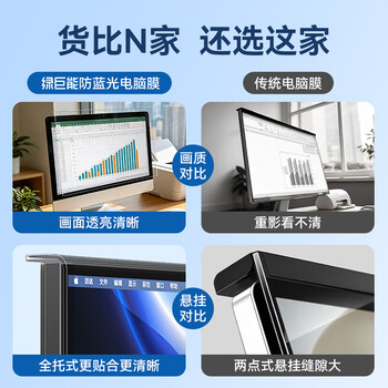绿巨能（llano）【莱茵认证】防蓝光电脑保护屏显示器防蓝光防辐射护眼膜台式亚克力悬挂式雷神等通用24英寸16:10