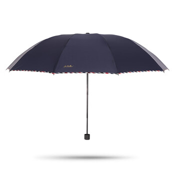 天堂伞 加大雨伞三折 经典格纹商务伞10骨大雨伞男女 藏青