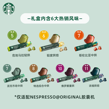 星巴克（Starbucks）多口味精选胶囊黑咖啡进口 囤享200颗 适配Nespresso胶囊机