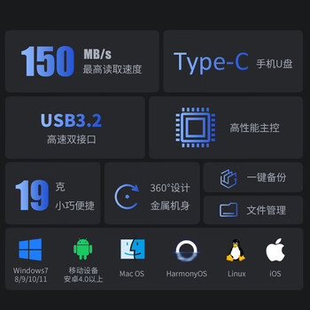 海康威视（HIKVISION）64GB Type-C双接口插手机U盘大容量X307C USB3.2高速双头U盘 适用苹果华为电脑两用移动办公优盘