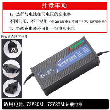 倍强（BEIQIANG）电动摩托车充电器铅酸电池用 【升级七灯款】【72V20AH】T头