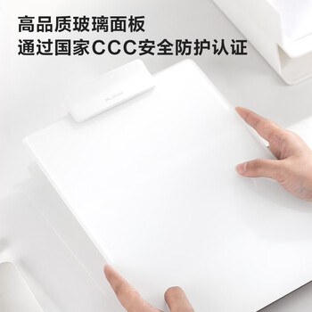 得力（deli）立式桌面白板套装可折叠钢化玻璃办公记事（附赠白板笔+板擦）NS125写字板小白板