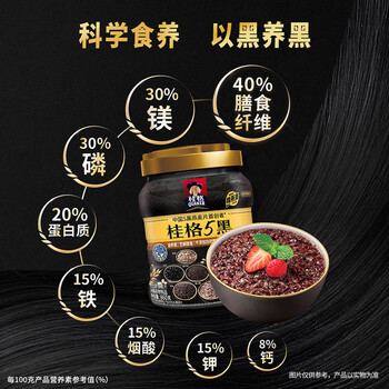 桂格(QUAKER)5黑混合即食燕麦片860克 添加黑芝麻 零添加白砂糖 桂格(QUAKER)5黑混合即食燕麦片860克 添加黑芝麻 零添加白砂糖