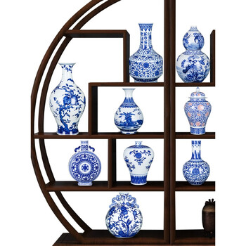 景德镇陶瓷花瓶摆件仿古青花瓷中式家居客厅插花电视柜装饰工艺品