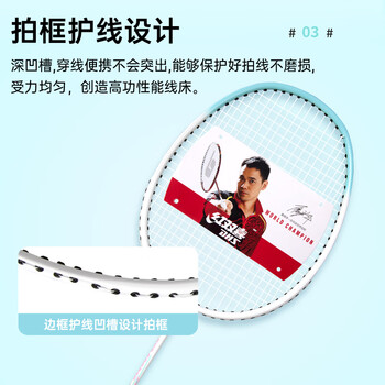 红双喜（DHS）羽毛球拍对拍套装(含手胶/球)深凹槽耐打比赛羽拍双拍EG2000