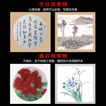翟氏三炉国画卡纸镜面萱纸生宣熟宣半生熟绘画作品书法专用生萱纸外方内圆毛笔美术初学者半熟画画纸空白