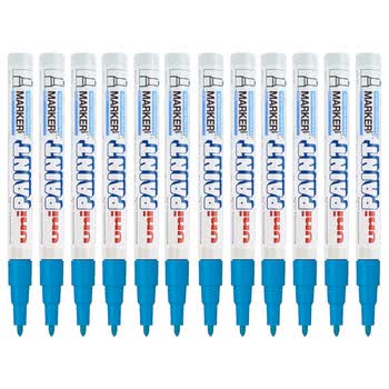 uni三菱【开学季】PX-21 小字油漆笔 0.8-1.2mm工业记号笔物流笔（可用于汽车补漆）浅蓝色 12支装