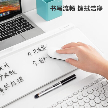 得力（deli）桌面横式小白板玻璃写字板套装办公会议记事 家庭学生留言 可擦写（附赠白板笔+板擦）NS124