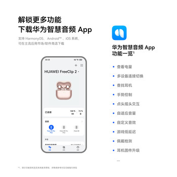 华为FreeClip 2 耳夹耳机 开放式蓝牙无线耳机 全新C形桥 AI 耳边助手 适用于苹果安卓手机 丹宁蓝