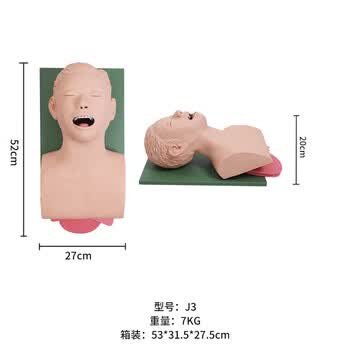 优模 YOMO/J3成人气管插管训练模型牙齿压迫报警急救培训练习教学口咽通气教具气道管理模型可定制