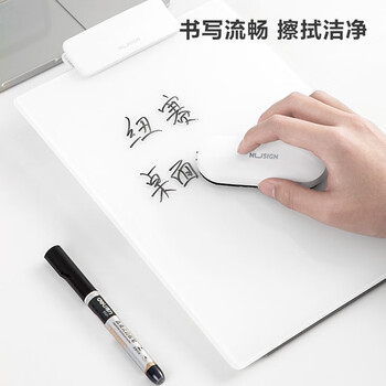 得力（deli）立式桌面白板套装可折叠钢化玻璃办公记事（附赠白板笔+板擦）NS125写字板小白板