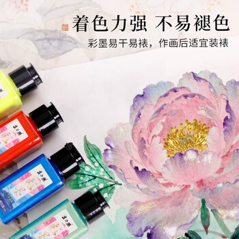 梅林笔庄彩色墨汁山水国画水彩云中燕墨汁墨水文房专用彩绘花鸟画山水画书法国画创作颜料珠光孔雀绿60g