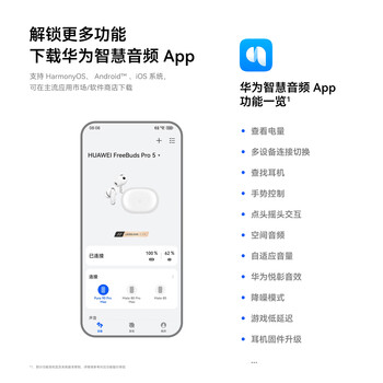 华为FreeBuds pro 5悦彰耳机 无线蓝牙降噪耳机 母带级音质 双擎极致降噪 耳边AI智能体 雪域白 华为FreeBuds pro 5悦彰耳机 无线蓝牙降噪耳机 母带级音质 双擎极致降噪 耳边AI智能体 雪域白