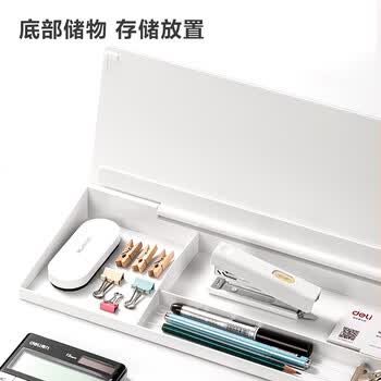 得力（deli）桌面横式小白板玻璃写字板套装办公会议记事 家庭学生留言 可擦写（附赠白板笔+板擦）NS124