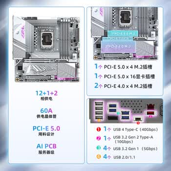 技嘉（GIGABYTE）冰雕Z890M AORUS ELITE WIFI7 ICE DDR5主板 支持intel CPU Ultra 265K 285K 270K PLUS LGA 1851