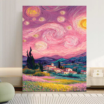 油彩画　一番星 数字油画梵高星空价格报价行情- 京东