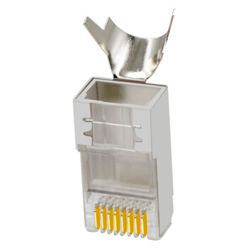 礼嘉 LJ-P730 七类铜壳屏蔽万兆水晶头 CAT7网线两件式7类水晶头RJ45镀金50U带燕尾夹1.3MM线孔 30个/包