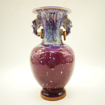 鈞窯 双龍耳壺 – Jun ware jar 陶磁オンライン 澱青釉紫斑 故宫博物院
