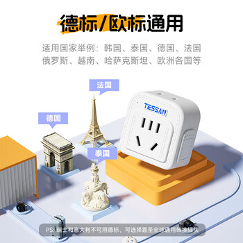 霆圣2位德标转换插头/电源转换器/插座转换器 德标地区使用（德国 西班牙 韩国 泰国等）小书包款
