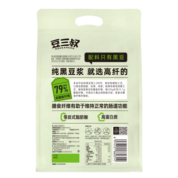 豆三叔低GI无糖添加纯黑豆浆粉360g高纤高蛋白质非转基因大豆早餐冲饮