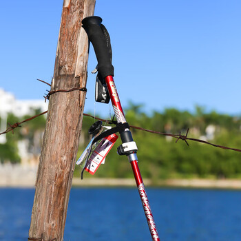 【京东好货】2019新品户外超轻超短折叠收纳登山杖伸缩直柄外锁手杖