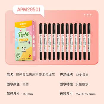 晨光（M&G）文具食品级儿童美术勾线笔描线笔中性笔双头美术描边笔12支/盒APM29501礼物