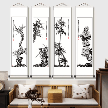 梅兰竹菊国画字画图片- 京东