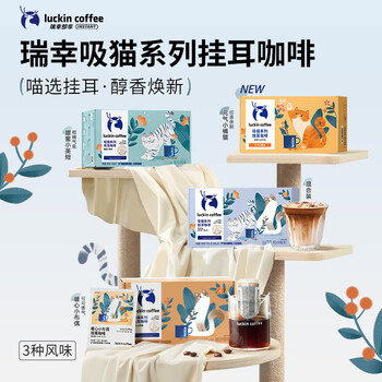 瑞幸咖啡挂耳咖啡小布偶10g*20袋手冲滤泡挂耳黑咖啡粉0蔗糖深烘运动健身