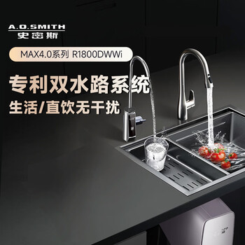史密斯（A.O.SMITH）净水器家用净水器AI-LiNK厨房专用台下用净水机直饮一体机双出水 冠军之选 R1800DWWi