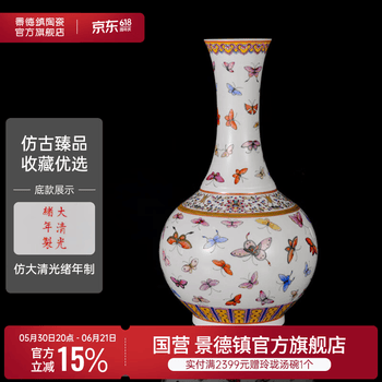 粉彩百蝶赏瓶价格报价行情- 京东