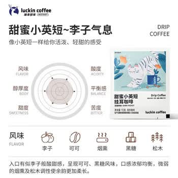 瑞幸咖啡挂耳咖啡小英短10g*20袋0蔗糖手冲滤泡挂耳深烘黑咖啡粉运动健身