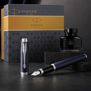 派克（PARKER）钢笔 签字笔 IM蓝色白夹墨水笔 墨水礼盒送礼生日礼物练字书写自用高颜值钢笔礼盒