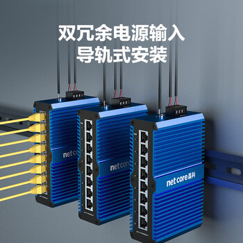 磊科（netcore）IS8 PRO工业级交换机8口百兆 以太网络分流器分线器 6KV防雷 DIN导轨式安装