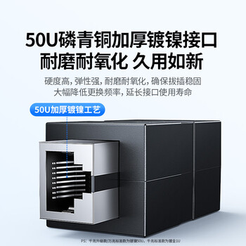 绿联网线对接头转接头 千兆高速网络延长器连接线 RJ45网口直通头水晶头适用超五/六类网线1个装 20390