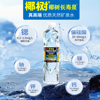 椰树 长寿泉 国宝 饮用天然弱碱性含锶 矿泉水500ml*24瓶/箱