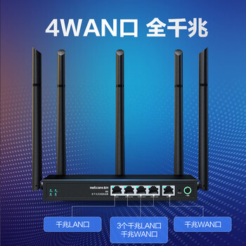 磊科（netcore）B6全千兆无线路由器企业级 wifi5G双频 1200M多WAN口 家用商用高速5天线路由