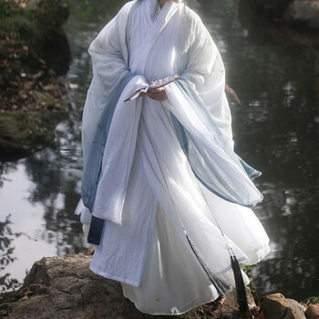 雅司改良明道袍男女同款大袖衫披风雪竹春夏渐变仙气汉服女中国风 道